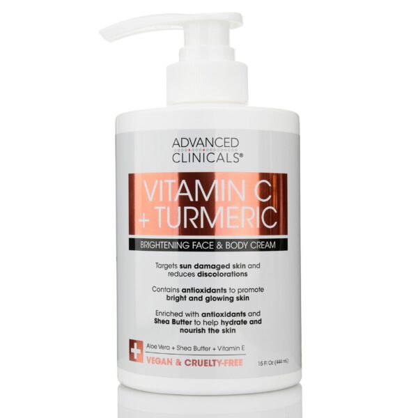 Advanced Clinicals Vitamin C + Turmeric Brightening Face And Body Cream 444ml